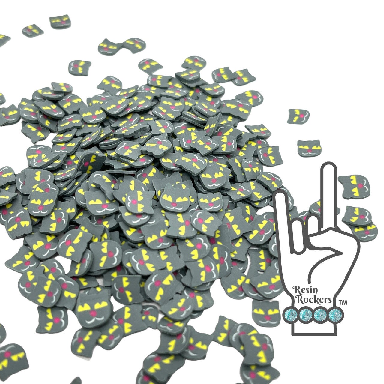 Black Cat Heads Polymer Clay Pieces for Epoxy and UV Resin Art